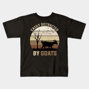 Easily Distracted By Goats Kids T-Shirt